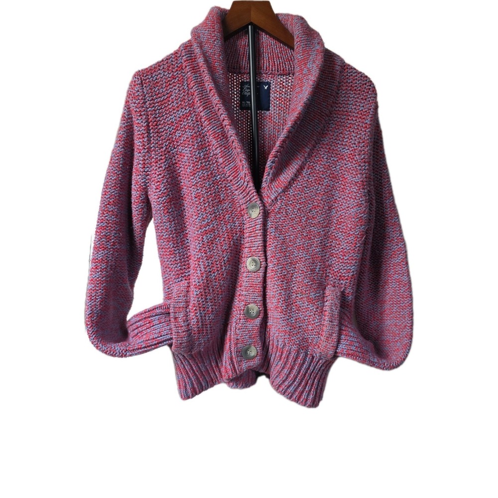 American Eagle Outfitters Heavy Sweater Cardigan womens Large Pink Purple Wool